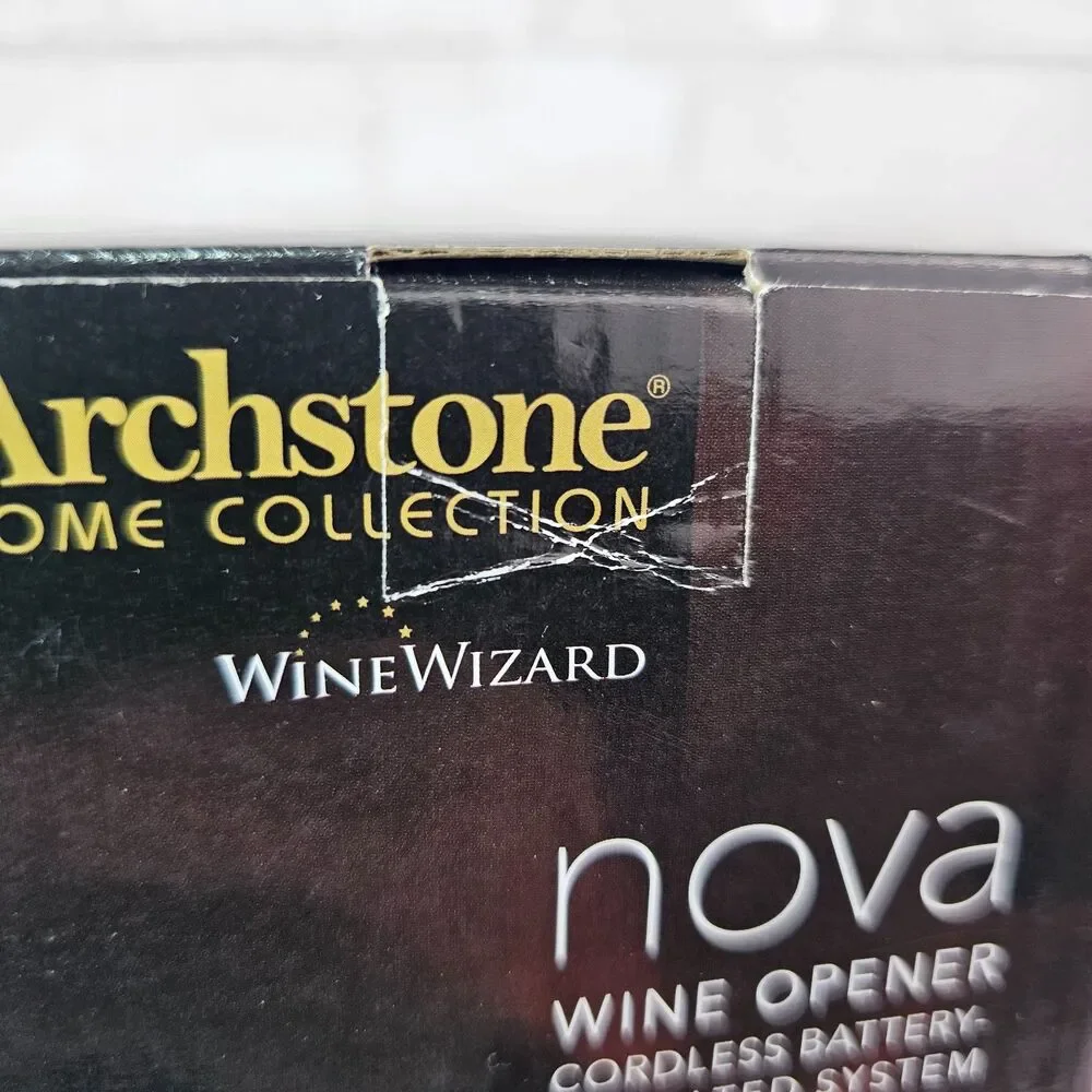 Archstone Nova Electric Wine Opener Cordless Battery Corkscrew NIB Silver Black